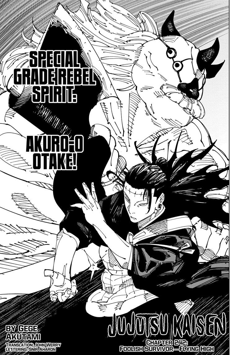 Jujutsu Kaisen Manga Chapter 242 page 1 - Foolish Survivor —Flying High— scene