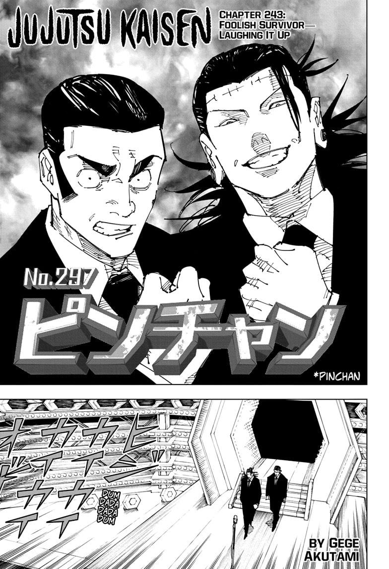 Jujutsu Kaisen Manga Chapter 243 page 1 - Foolish Survivor —Laughing It Up— scene