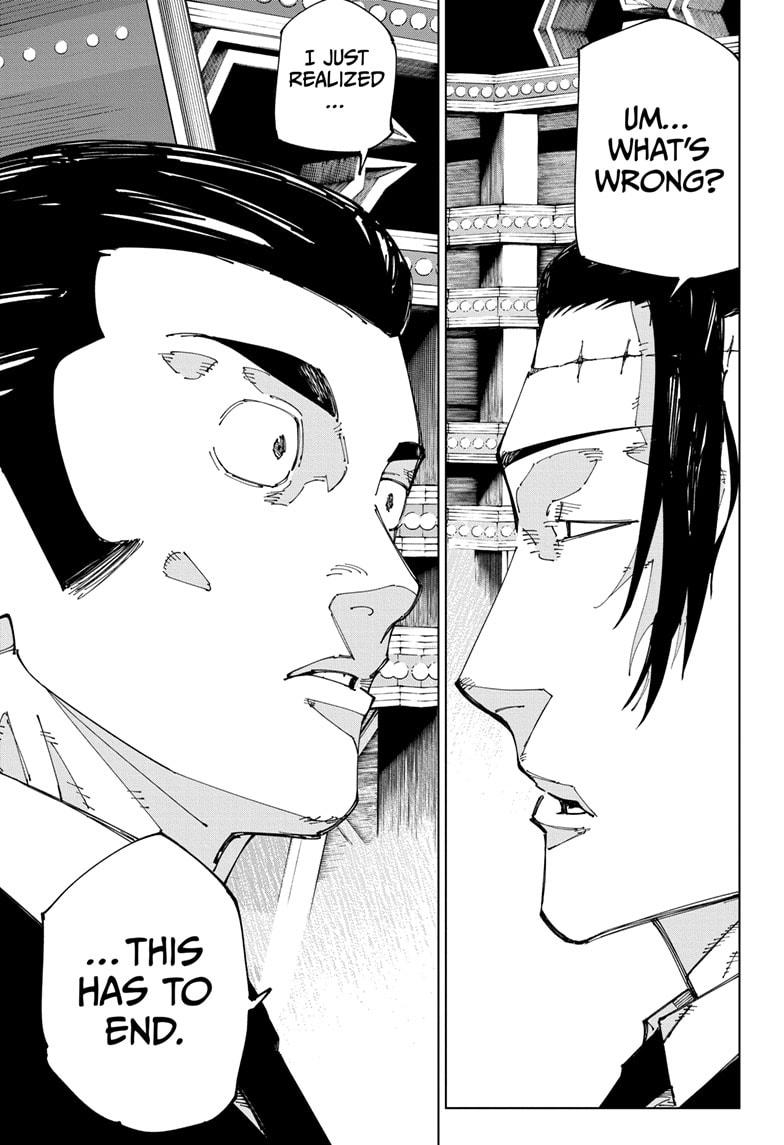 Jujutsu Kaisen Manga Chapter 243 page 10 - Foolish Survivor —Laughing It Up— scene