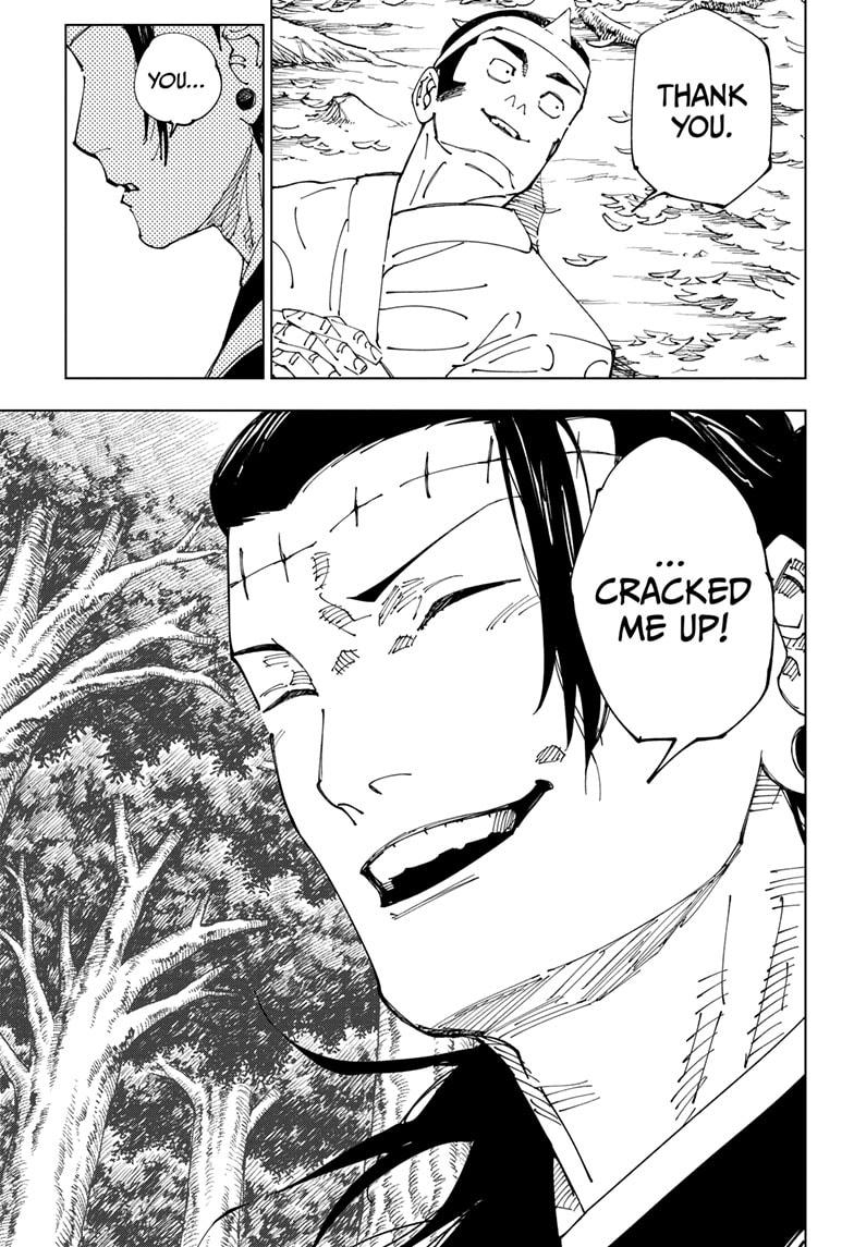 Jujutsu Kaisen Manga Chapter 243 page 14 - Foolish Survivor —Laughing It Up— scene
