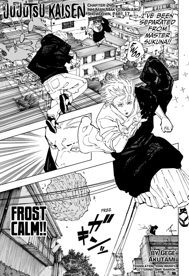 Jujutsu Kaisen Manga Chapter 245 page 1 - Inhuman Makyo Shinjuku Showdown, Part 17 scene