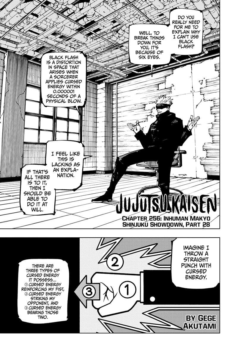 Jujutsu Kaisen Manga Chapter 256 page 1 - Inhuman Makyo Shinjuku Showdown, Part 28 scene