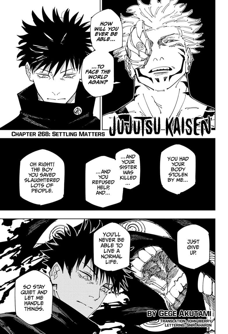 Jujutsu Kaisen Manga Chapter 268 page 1 - Settling Matters scene