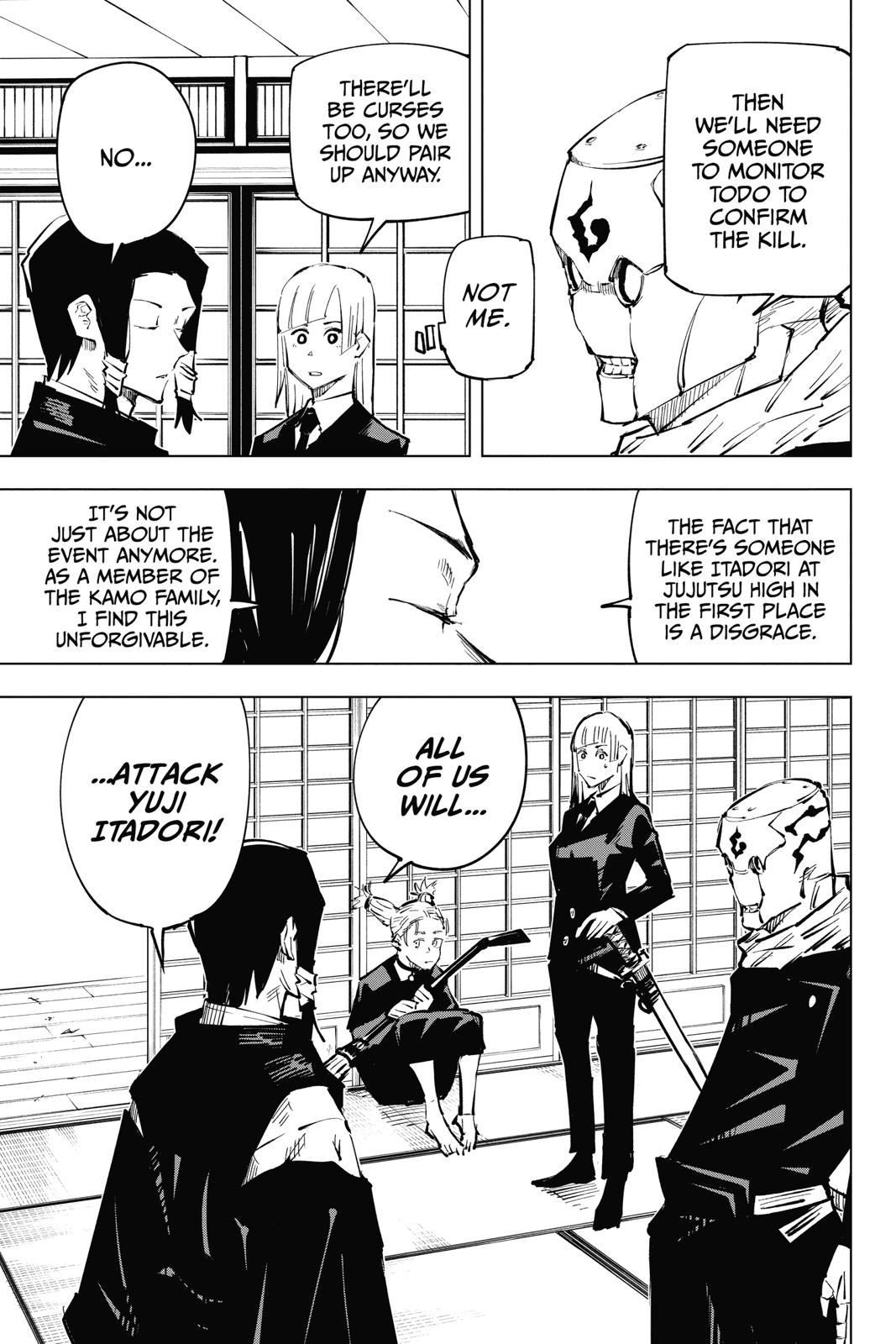 Jujutsu Kaisen Manga Chapter 33 page 12 - Kyoto Sister School Goodwill Event - Team Battle, Part 0 scene