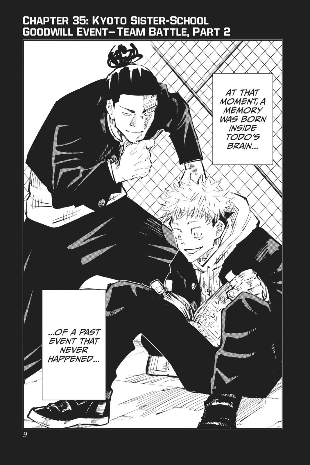 Jujutsu Kaisen Manga Chapter 35 page 9 - Kyoto Sister School Goodwill Event - Team Battle, Part 2 scene