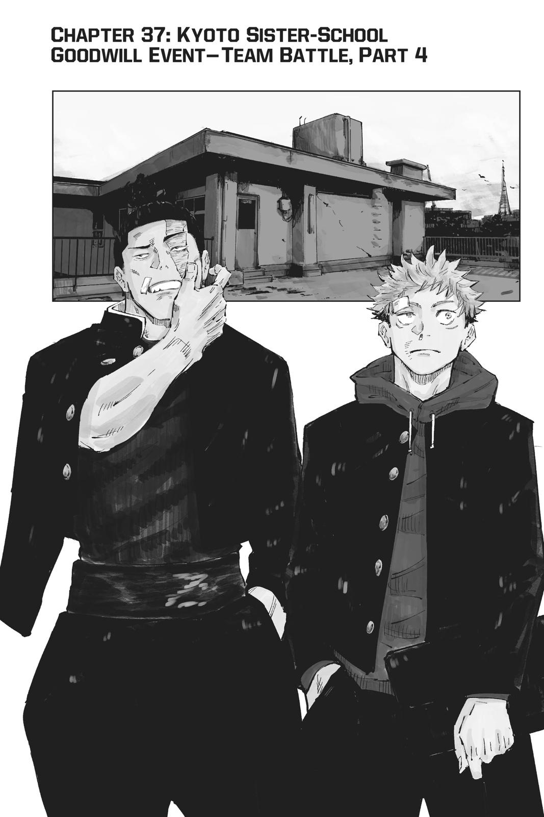 Jujutsu Kaisen Manga Chapter 37 page 1 - Kyoto Sister School Goodwill Event - Team Battle, Part 4 scene