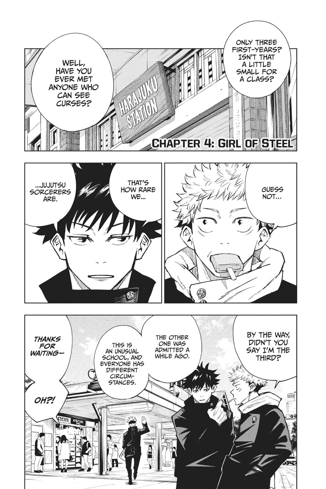 Jujutsu Kaisen Manga Chapter 4 page 1 - Girl of Steel scene