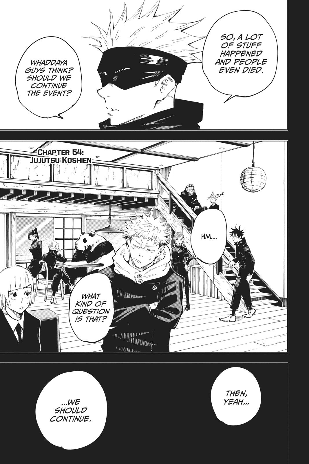 Jujutsu Kaisen Manga Chapter 54 page 1 - Jujutsu Koshien scene