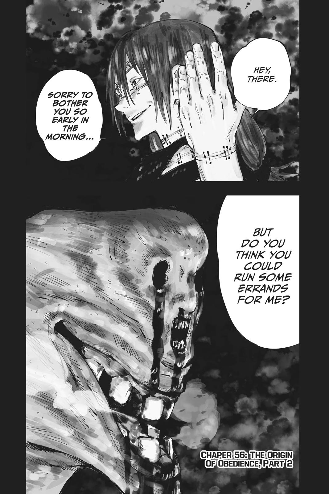 Jujutsu Kaisen Manga Chapter 56 page 1 - The Origin of Obedience, Part 2 scene