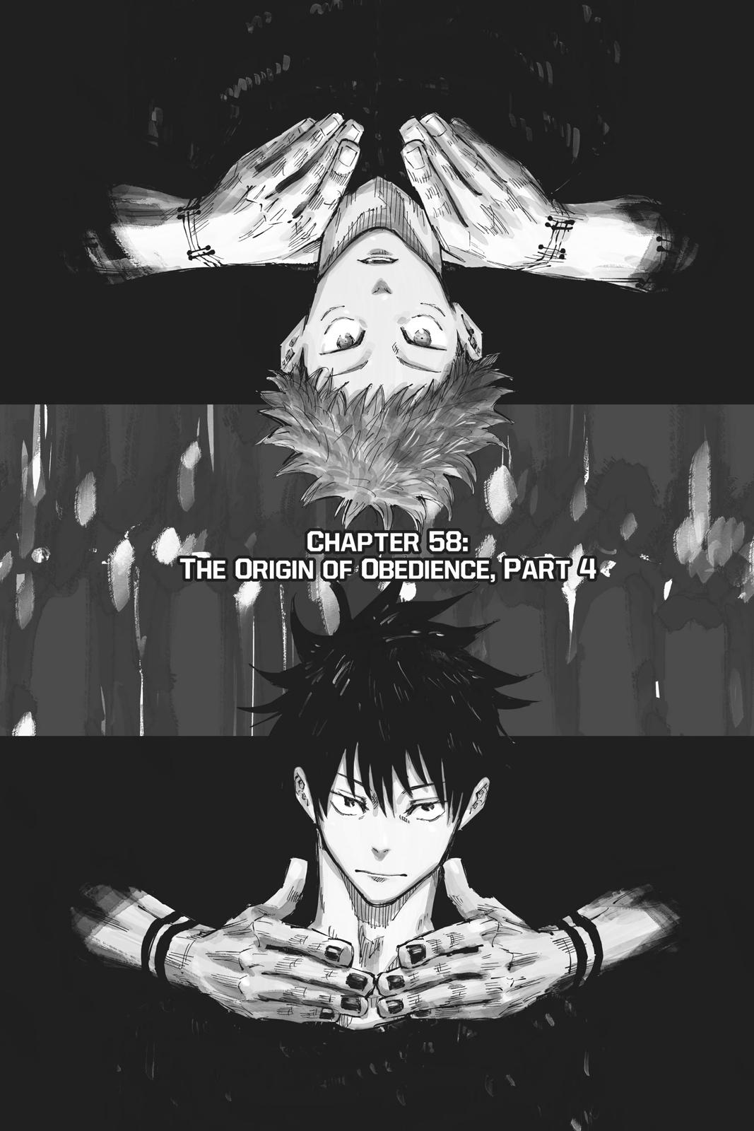 Jujutsu Kaisen Manga Chapter 58 page 1 - The Origin of Obedience, Part 4 scene