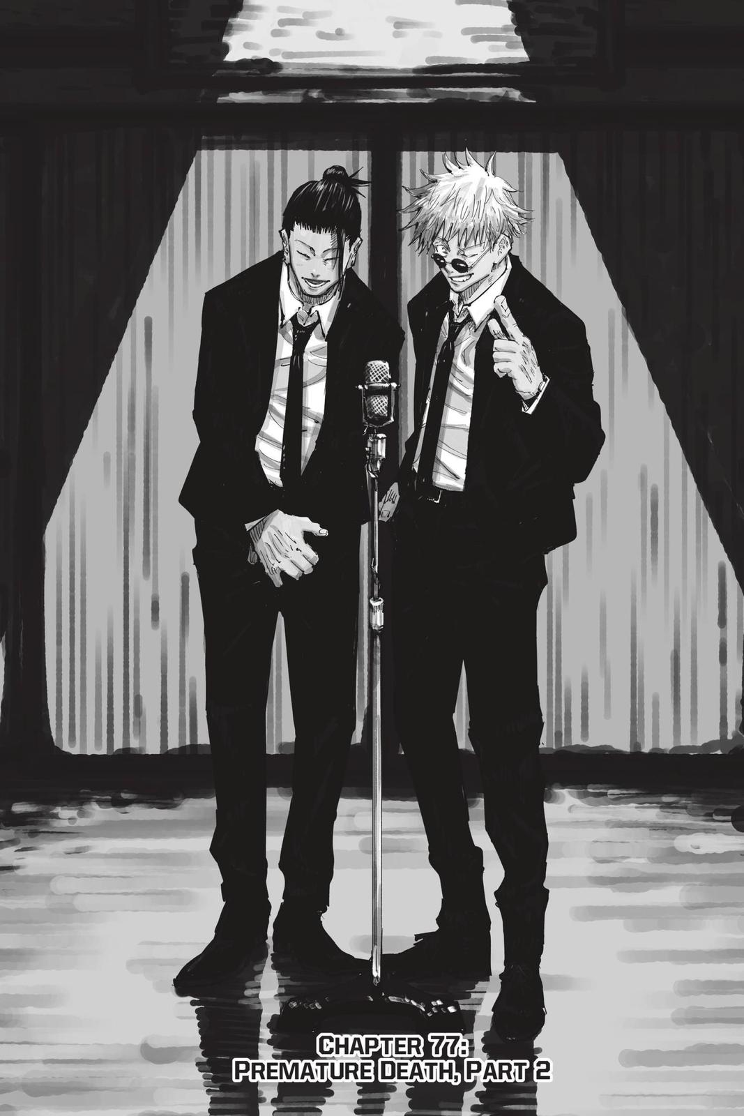 Jujutsu Kaisen Manga Chapter 77 page 1 - Premature Death, Part 2 scene