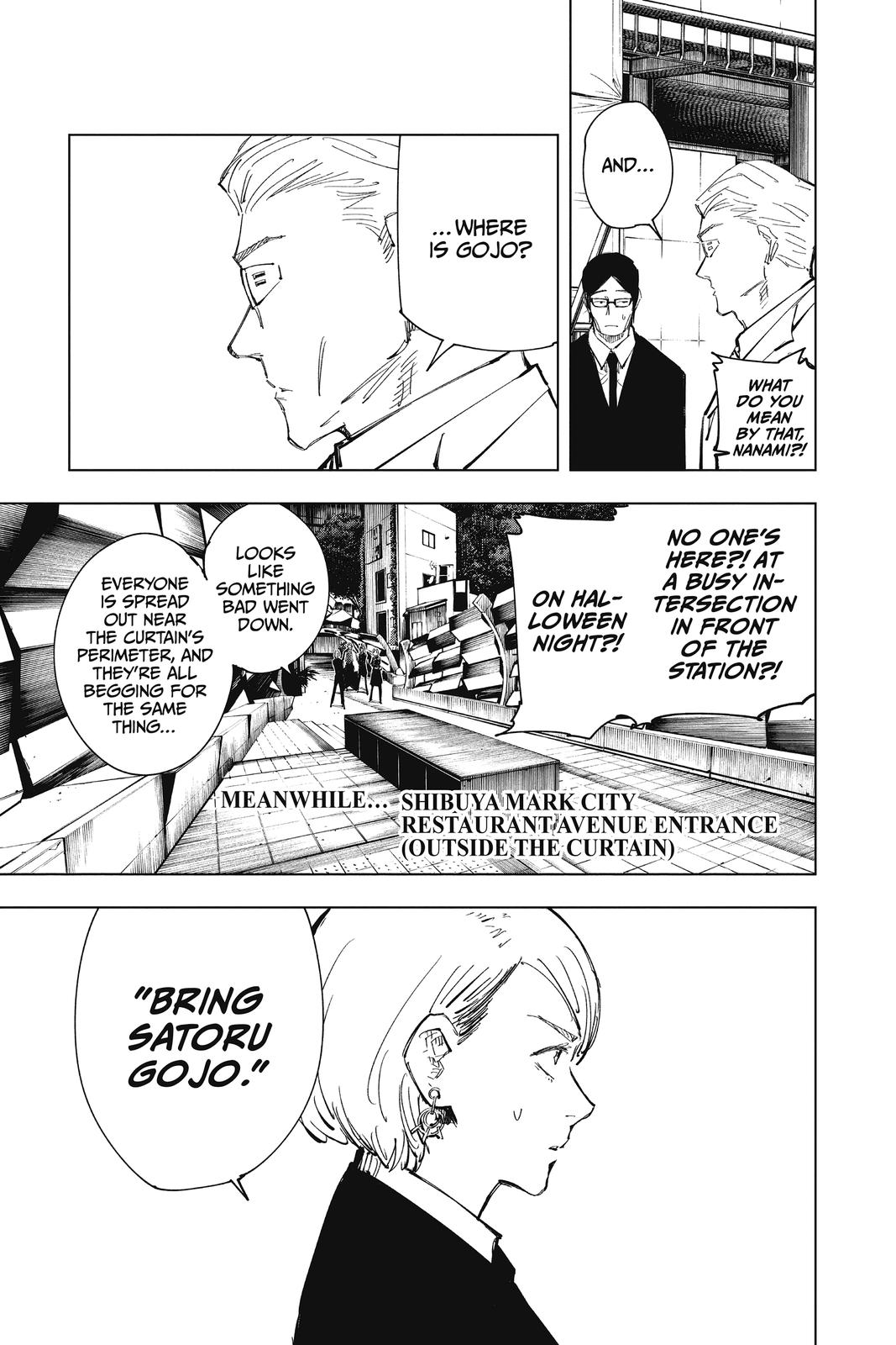 Jujutsu Kaisen Manga Chapter 83 page 3 - The Shibuya Incident, Part 1 scene