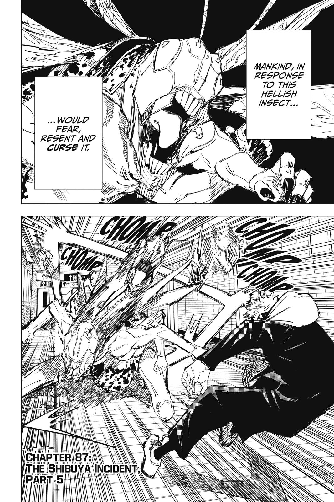 Jujutsu Kaisen Manga Chapter 87 page 2 - The Shibuya Incident, Part 5 scene