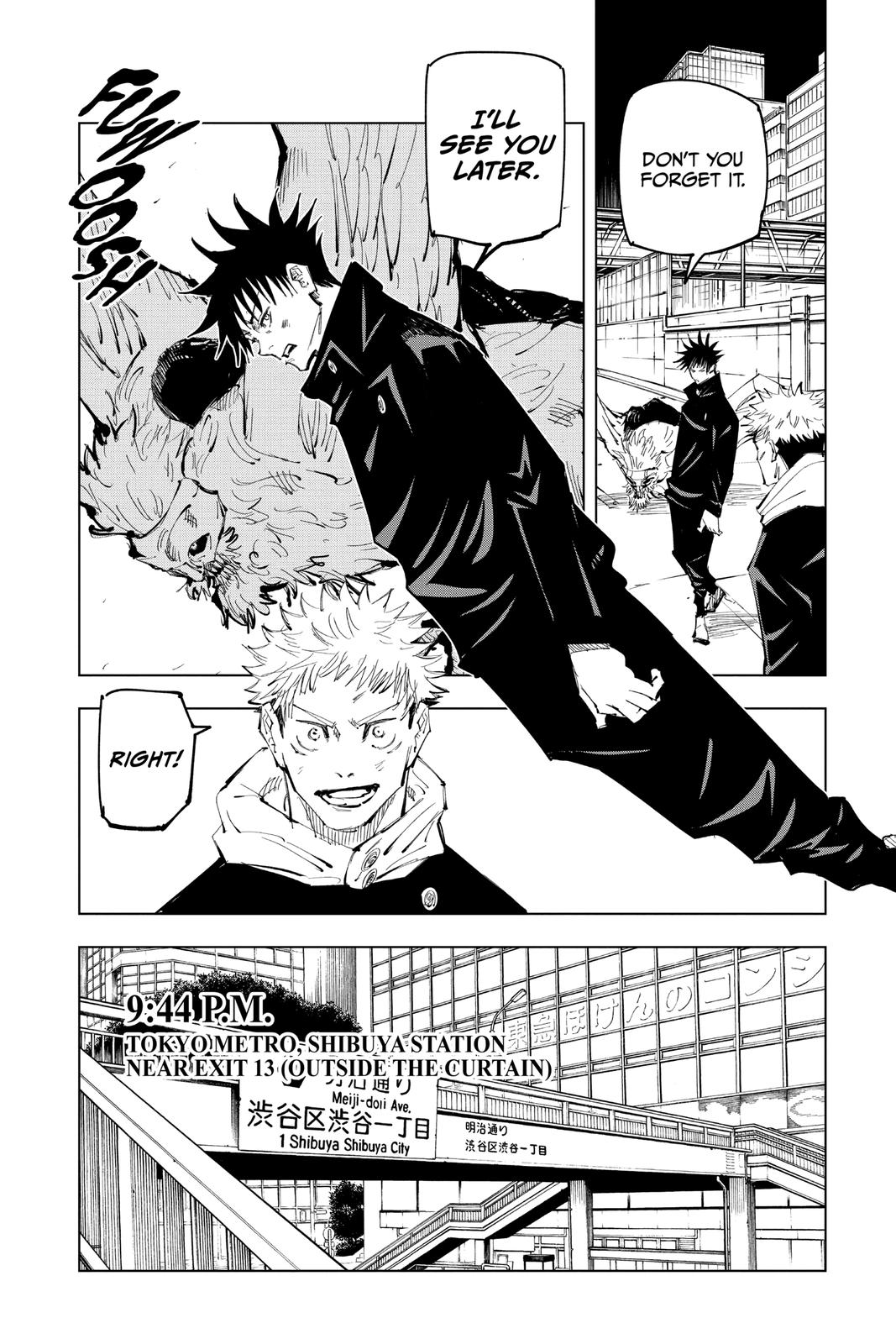 Jujutsu Kaisen Manga Chapter 98 page 16 - The Shibuya Incident, Part 16 scene