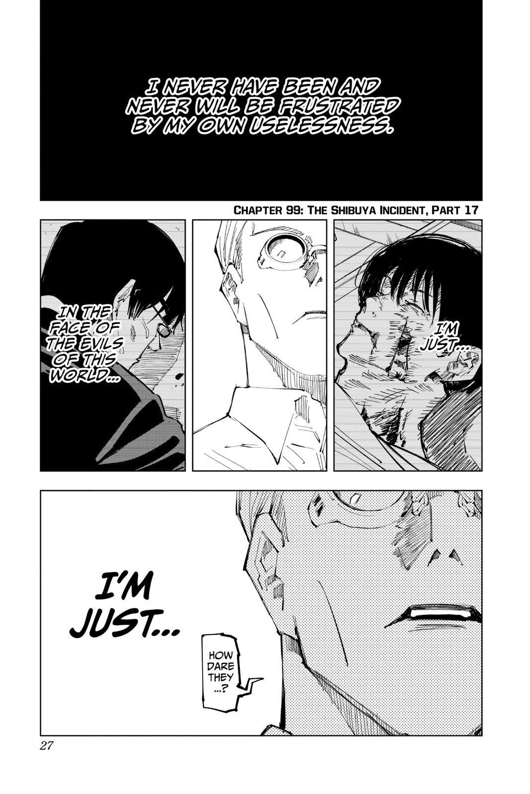 Jujutsu Kaisen Manga Chapter 99 page 1 - The Shibuya Incident, Part 17 scene