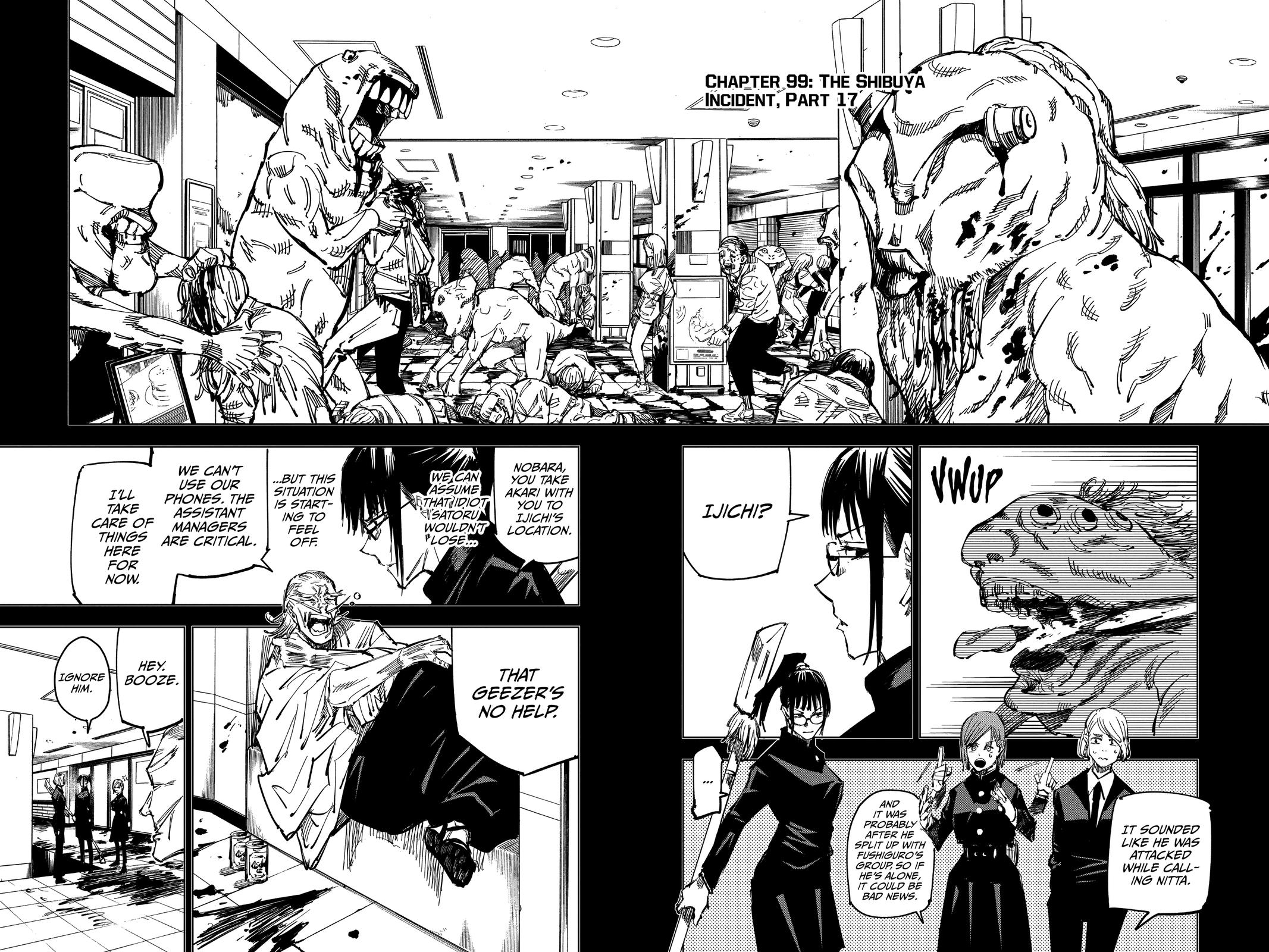 Jujutsu Kaisen Manga Chapter 99 page 2 - The Shibuya Incident, Part 17 scene